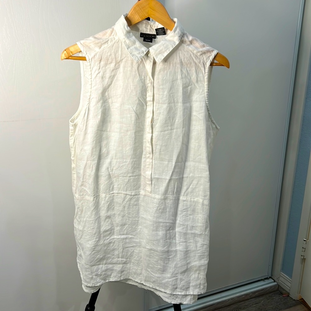 Tahari 100% linen tunic top M - P2P 21